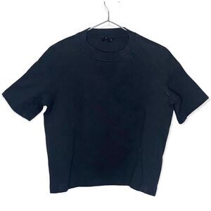 Lululemon Black Crew-Neck Cropped Short-Sleeve Sweater Size Medium